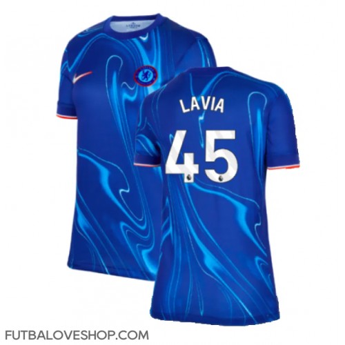 Dres Chelsea Romeo Lavia #45 Domáci pre Ženy 2024-25 Krátky Rukáv